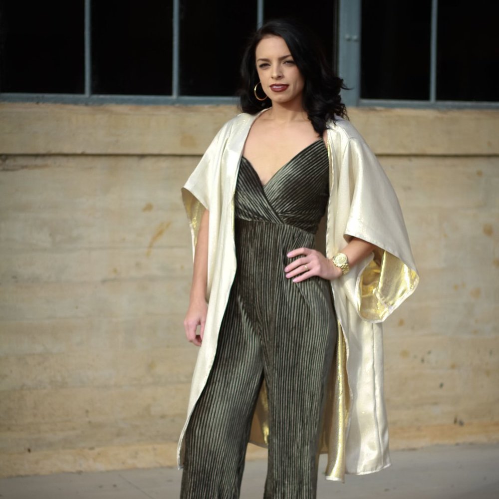 Olive Green Velour Jumpsuit